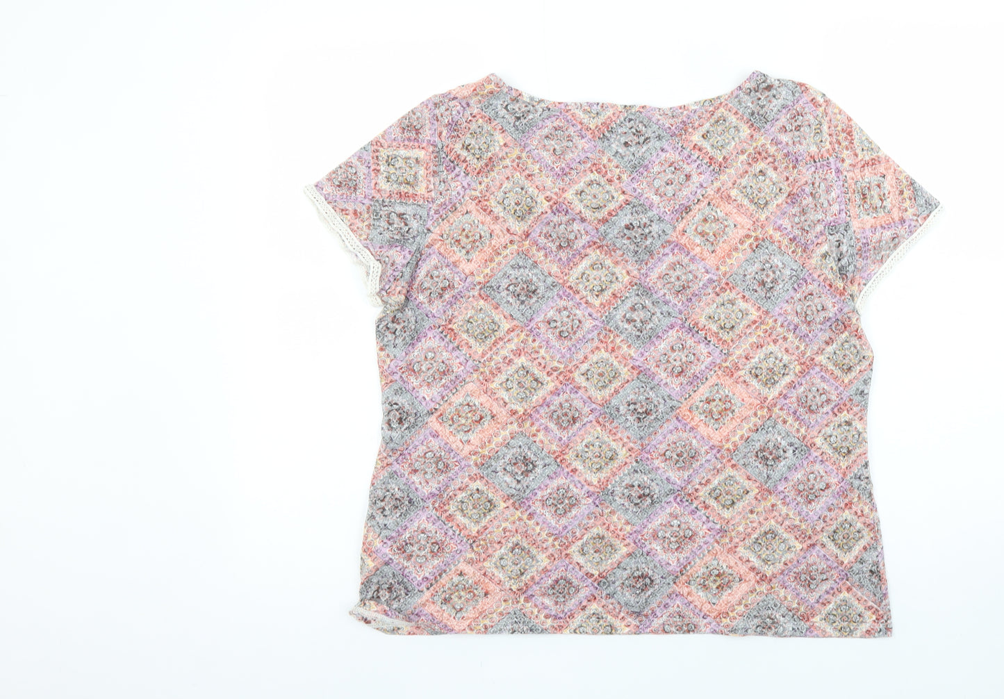 Marks and Spencer Per Una Womens Multicoloured Lace Trim T-Shirt Size 16