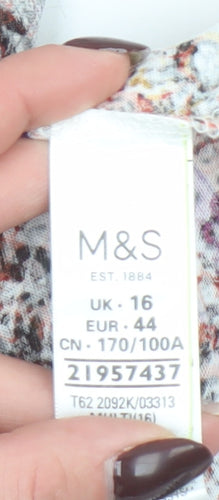 Marks and Spencer Per Una Womens Multicoloured Lace Trim T-Shirt Size 16