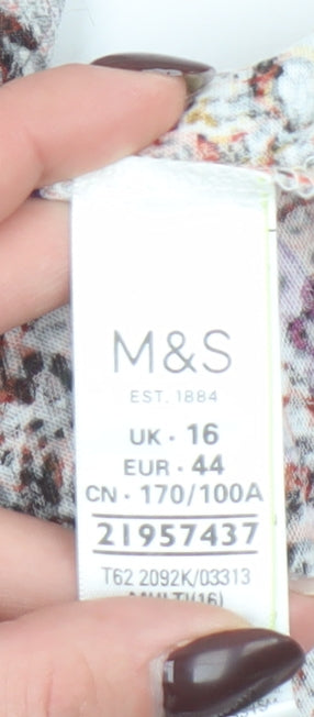Marks and Spencer Per Una Womens Multicoloured Lace Trim T-Shirt Size 16