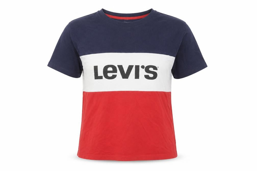 Front view of Levi's Women's Multicoloured XS Logo Colourblock T-Shirt