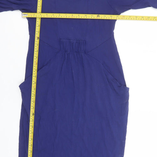 Marks and Spencer Women Blue Size 8 Shift Knee Length Dress