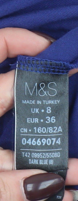 Marks and Spencer Women Blue Size 8 Shift Knee Length Dress