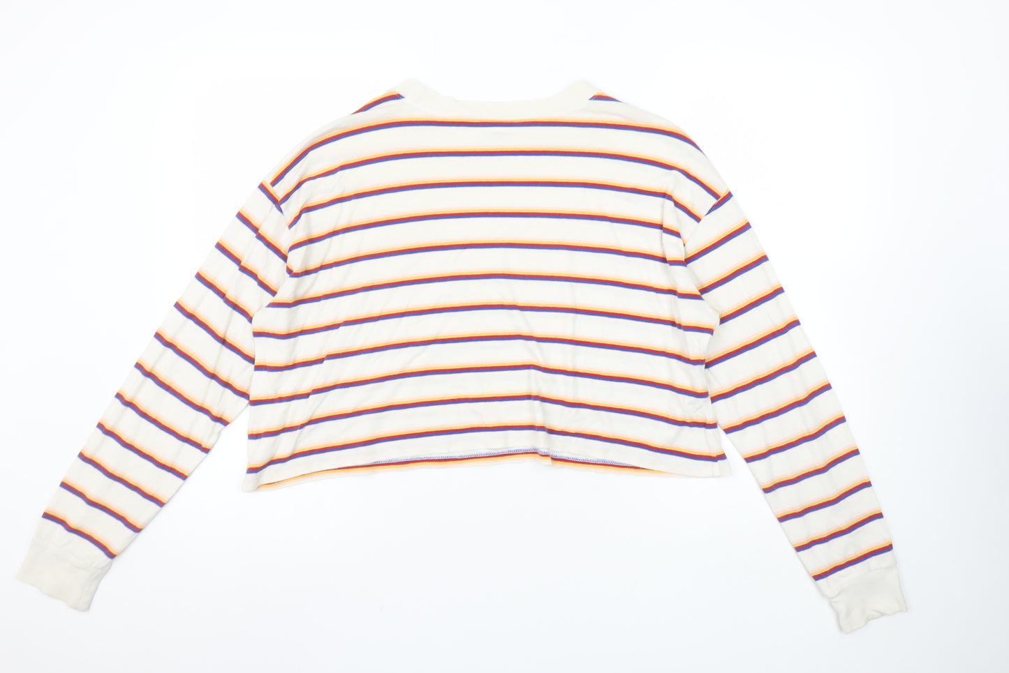 Hollister Women’s Multicoloured Striped Cropped Long Sleeve T-Shirt S