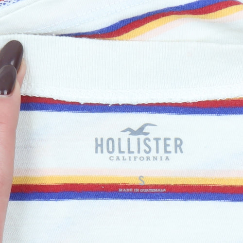Hollister Women’s Multicoloured Striped Cropped Long Sleeve T-Shirt S