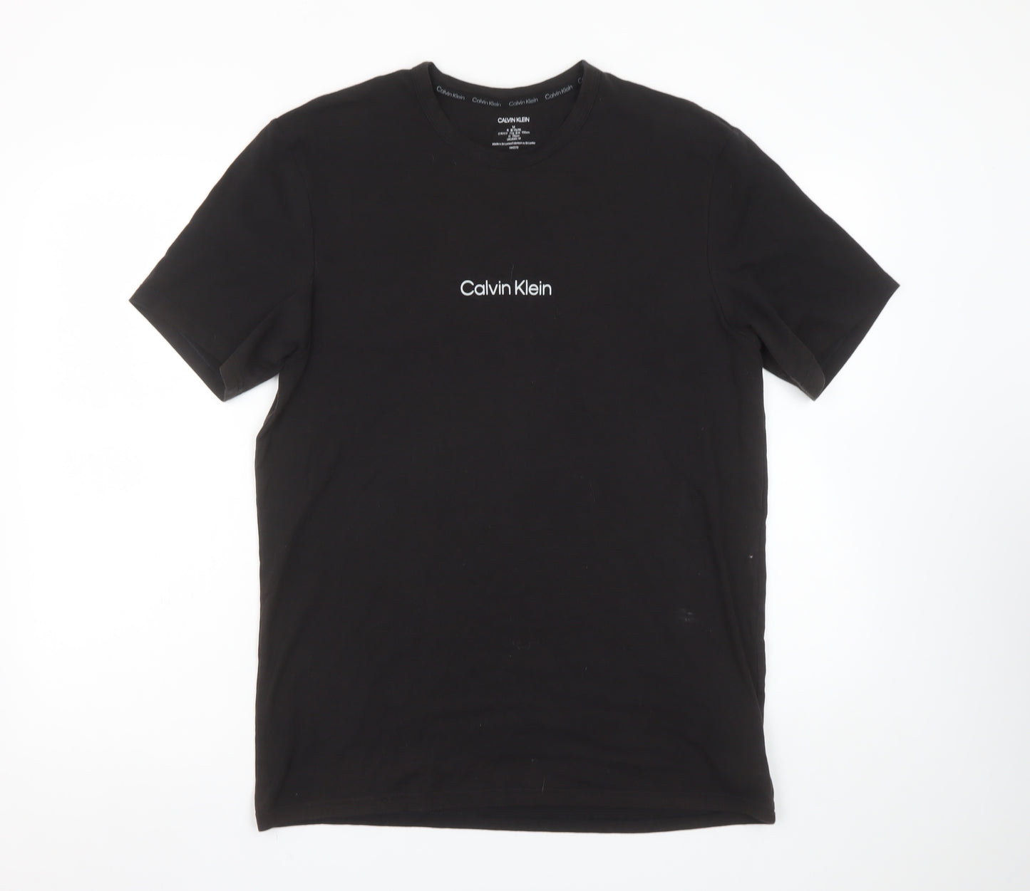 Calvin Klein Men's Black Crew Neck Short Sleeve Cotton Blend T-Shirt M