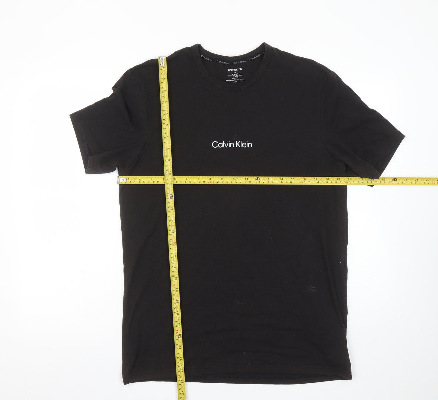 Calvin Klein Men's Black Crew Neck Short Sleeve Cotton Blend T-Shirt M