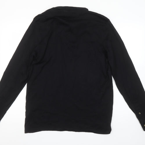 Authentic Casual Wear Men’s Black Grey Long Sleeve Polo Shirt L 100% Cotton