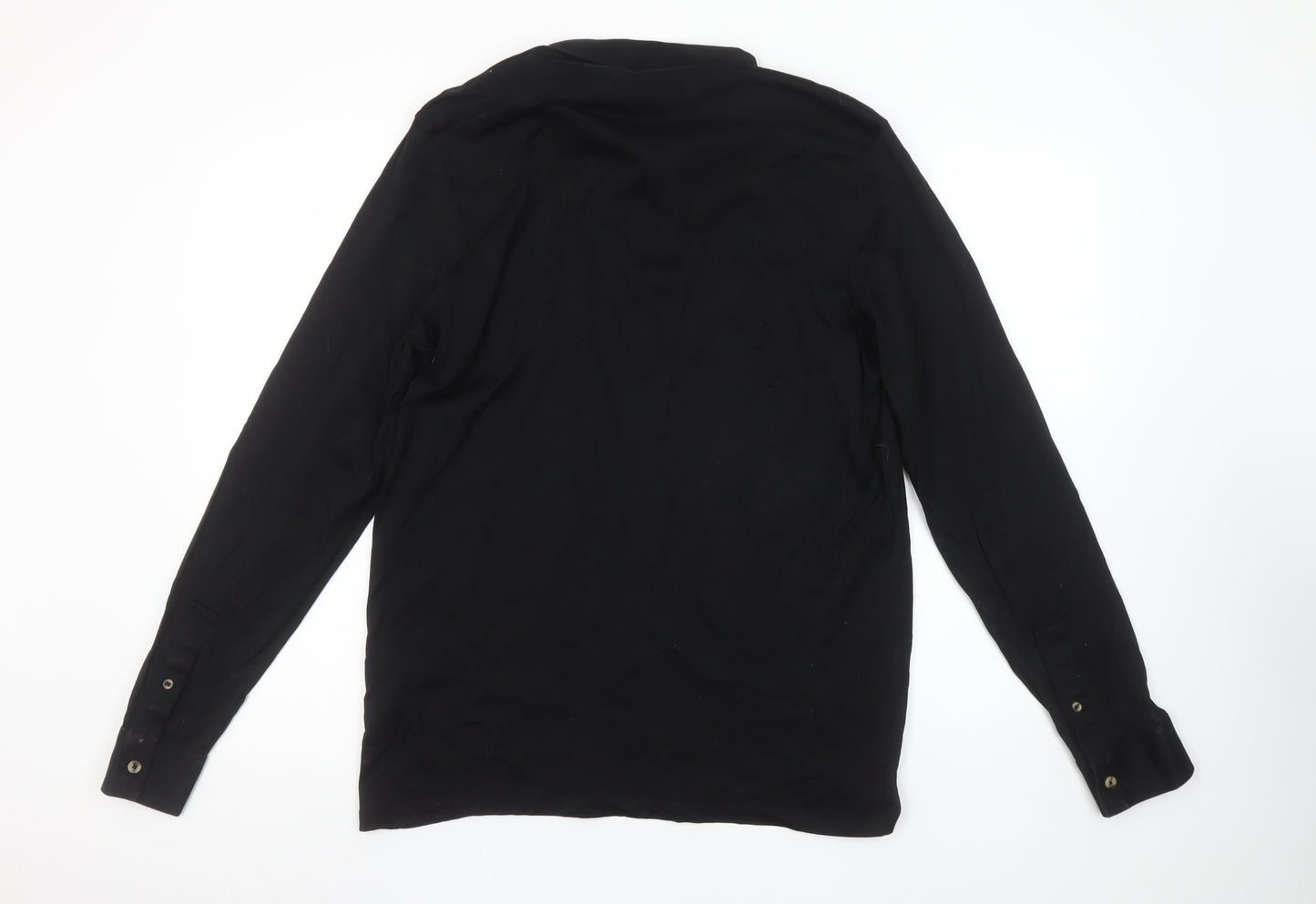 Authentic Casual Wear Men’s Black Grey Long Sleeve Polo Shirt L 100% Cotton