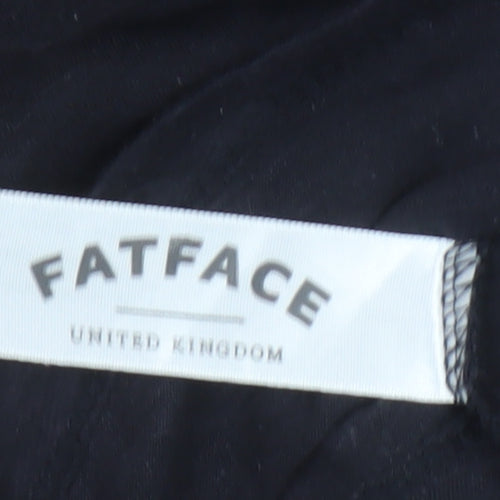 FatFace Womens Black 3/4 Sleeve Henley Lace Detail Top Size 12