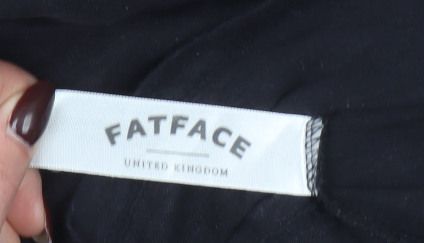 FatFace Womens Black 3/4 Sleeve Henley Lace Detail Top Size 12