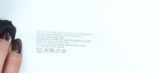 FatFace Womens Black 3/4 Sleeve Henley Lace Detail Top Size 12