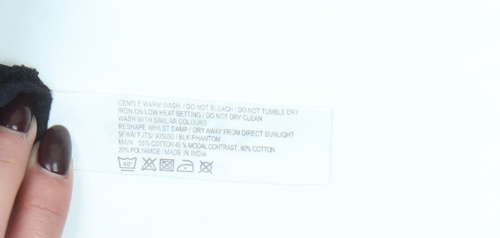 FatFace Womens Black 3/4 Sleeve Henley Lace Detail Top Size 12