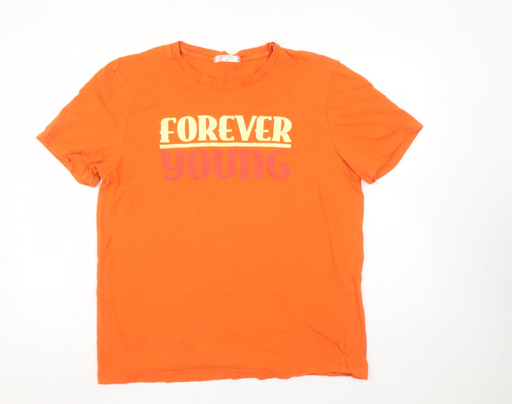 Giordano Men's Orange 'Forever Young' Cotton T-Shirt XL