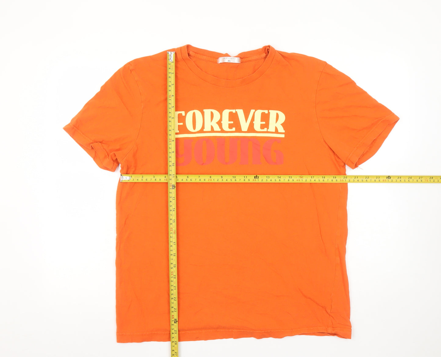 Giordano Men's Orange 'Forever Young' Cotton T-Shirt XL