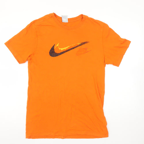 Nike Men's Orange Short Sleeve Graphic Logo Cotton T-Shirt Size S