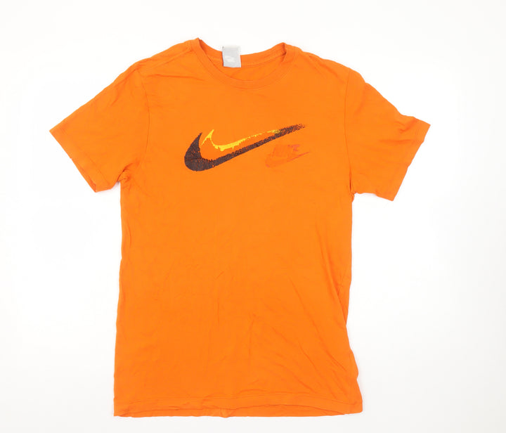 Nike Men's Orange Short Sleeve Graphic Logo Cotton T-Shirt Size S