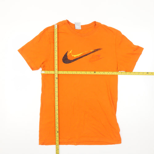 Nike Men's Orange Short Sleeve Graphic Logo Cotton T-Shirt Size S