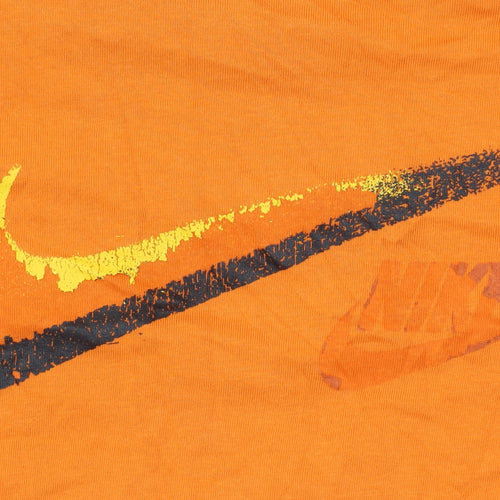 Nike Men's Orange Short Sleeve Graphic Logo Cotton T-Shirt Size S
