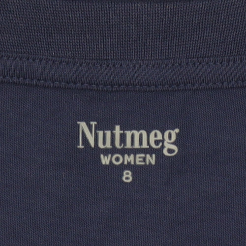 Nutmeg Women's Blue Riviera Cannes Cotton T-Shirt Size 8