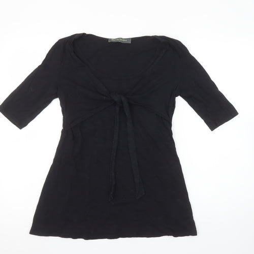Blooming Marvellous Women's Black Tunic Top Size 10 Cotton Scoop Neck 3/4 Sleeve