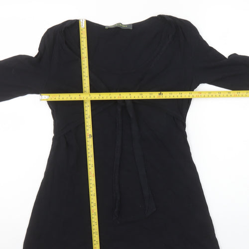 Blooming Marvellous Women's Black Tunic Top Size 10 Cotton Scoop Neck 3/4 Sleeve