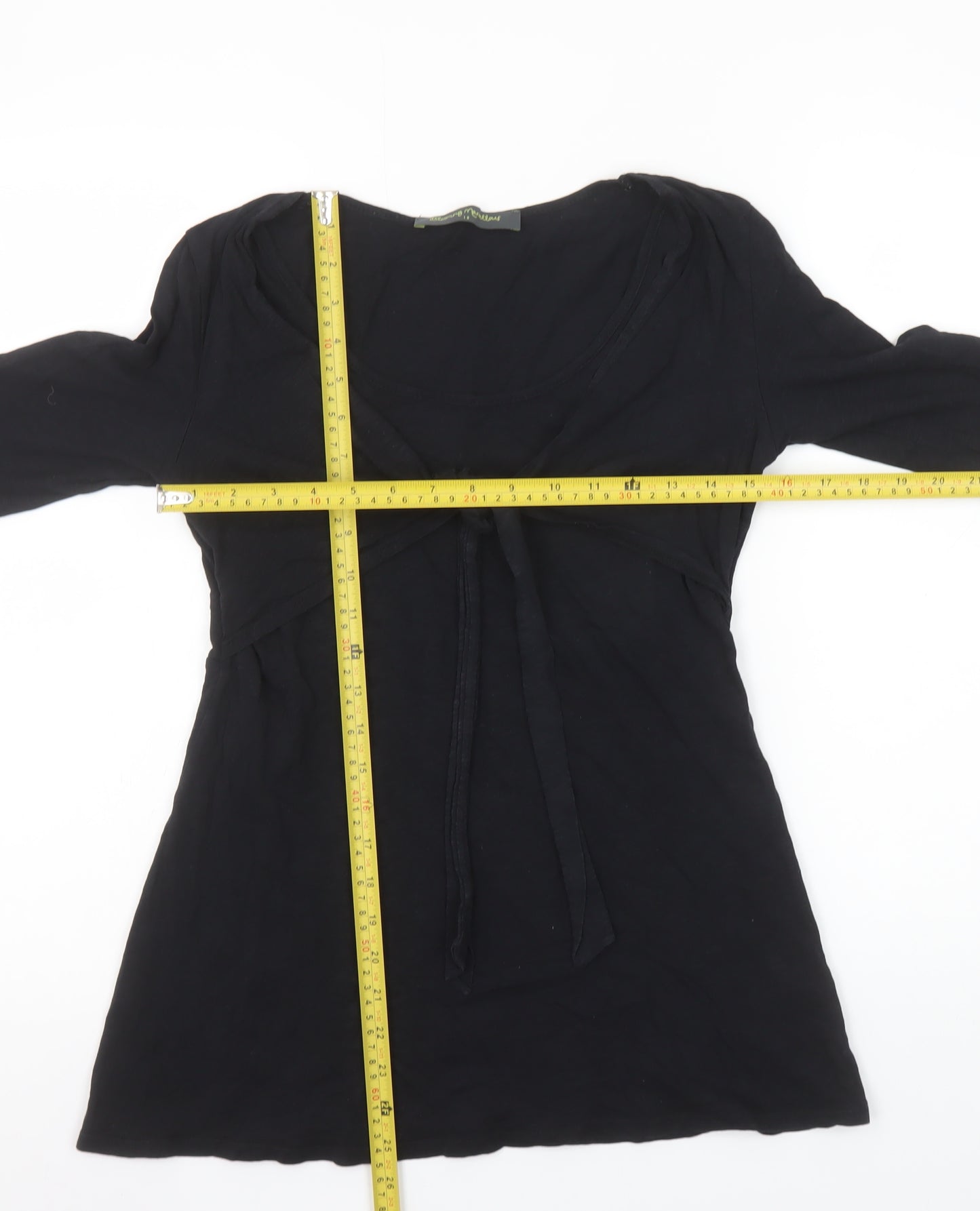 Blooming Marvellous Women's Black Tunic Top Size 10 Cotton Scoop Neck 3/4 Sleeve