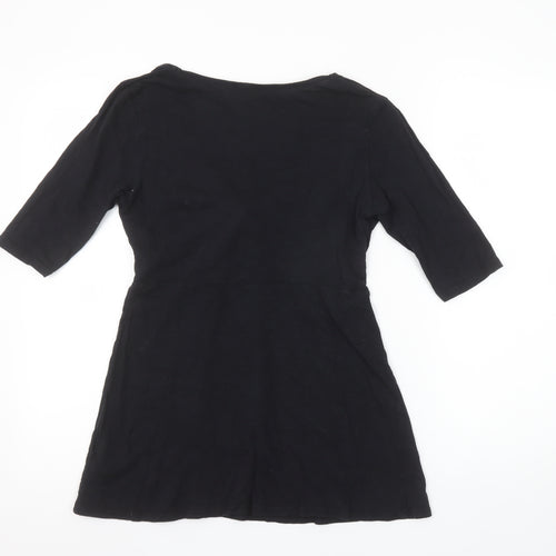 Blooming Marvellous Women's Black Tunic Top Size 10 Cotton Scoop Neck 3/4 Sleeve