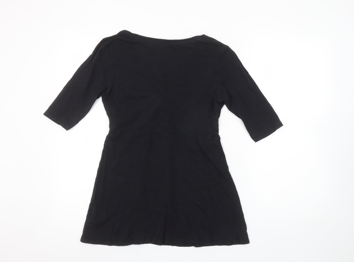 Blooming Marvellous Women's Black Tunic Top Size 10 Cotton Scoop Neck 3/4 Sleeve