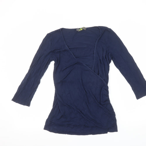 Blooming Marvellous Women Blue Wrap Jersey 3/4 Sleeve Top Size 10