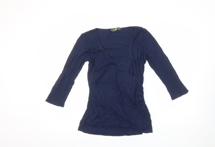 Blooming Marvellous Women Blue Wrap Jersey 3/4 Sleeve Top Size 10