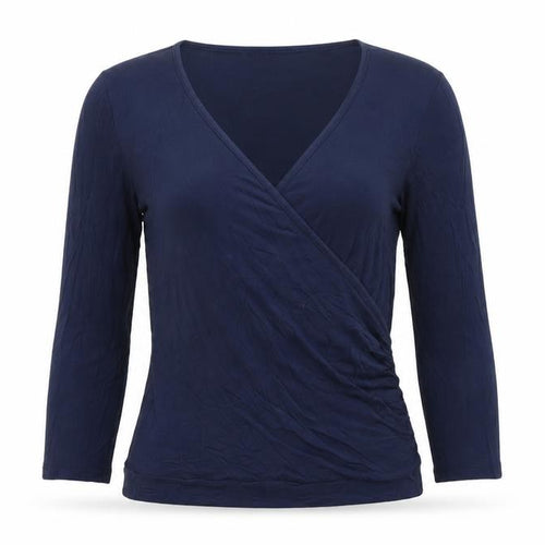 Blooming Marvellous Women Blue Wrap Jersey 3/4 Sleeve Top Size 10