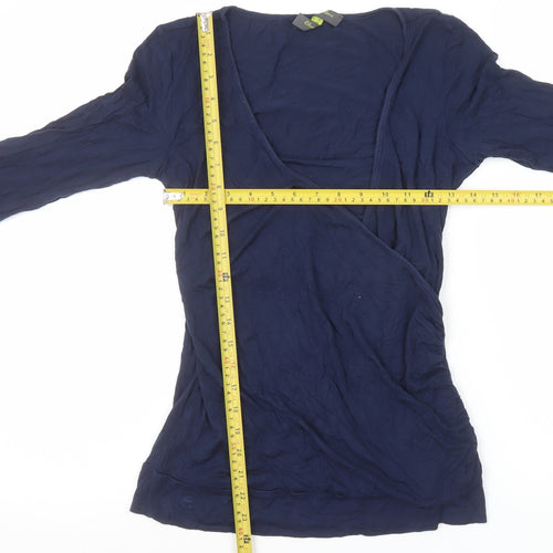 Blooming Marvellous Women Blue Wrap Jersey 3/4 Sleeve Top Size 10