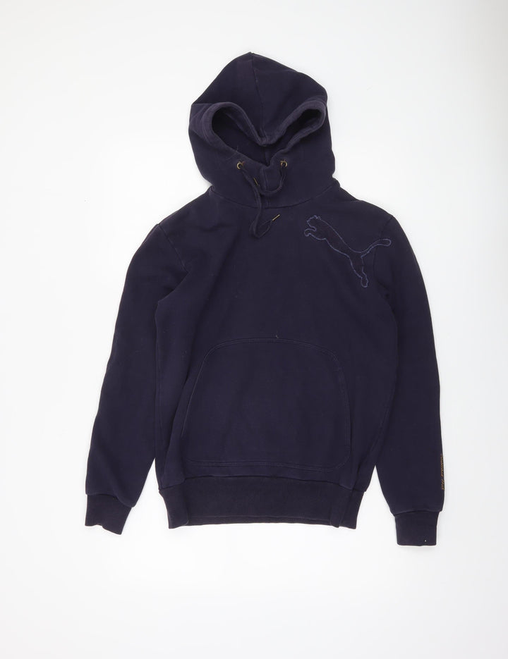 Puma Men's Blue Pullover Hoodie Small Fleece Logo Sweatshirt