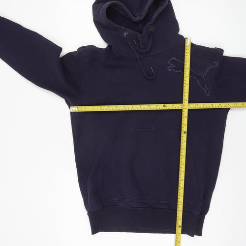 Puma Men's Blue Pullover Hoodie Small Fleece Logo Sweatshirt