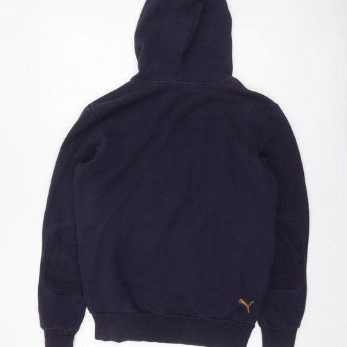 Puma Men's Blue Pullover Hoodie Small Fleece Logo Sweatshirt