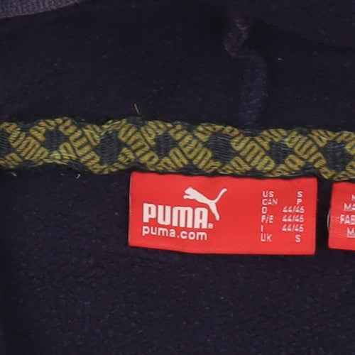 Puma Men's Blue Pullover Hoodie Small Fleece Logo Sweatshirt