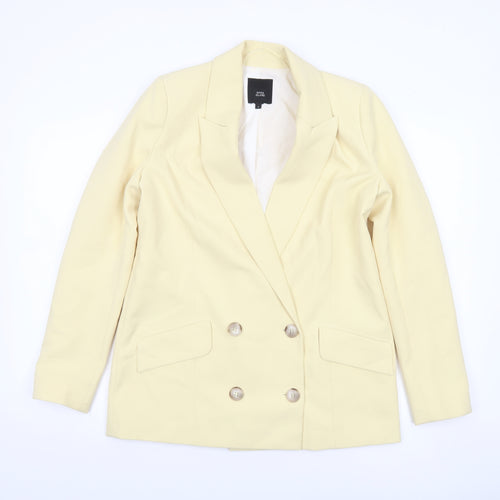 River Island Women's Beige Double-Breasted Blazer Jacket Size 8
