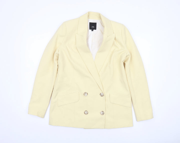 River Island Women's Beige Double-Breasted Blazer Jacket Size 8