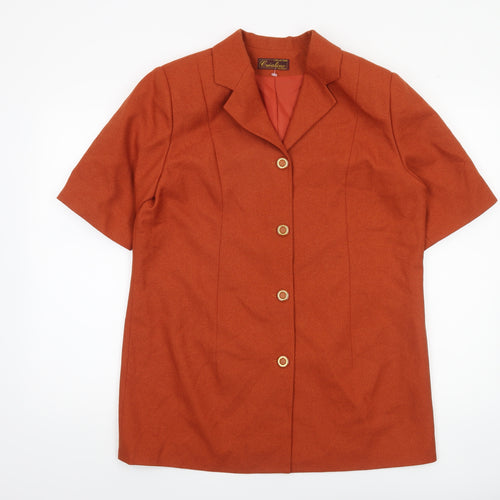Créatine Women Rust Orange Short Sleeve Suit Jacket UK 16 Classic Style