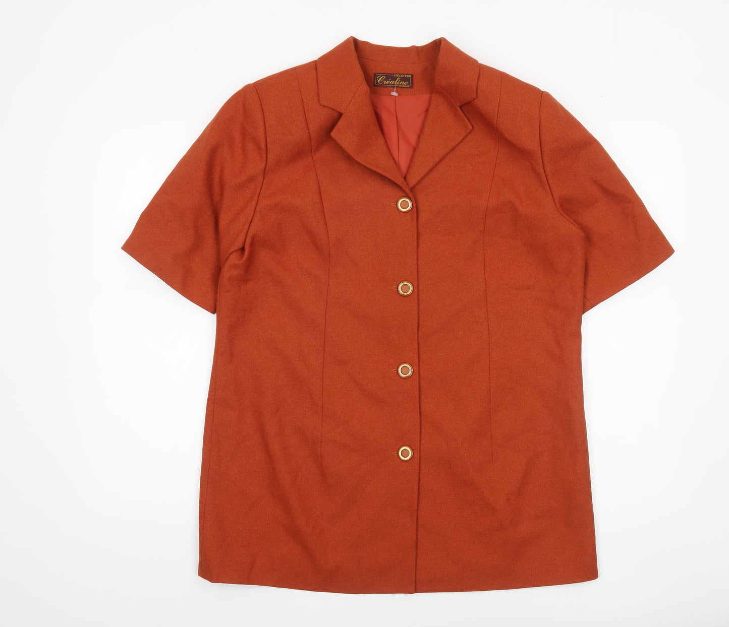 Créatine Women Rust Orange Short Sleeve Suit Jacket UK 16 Classic Style