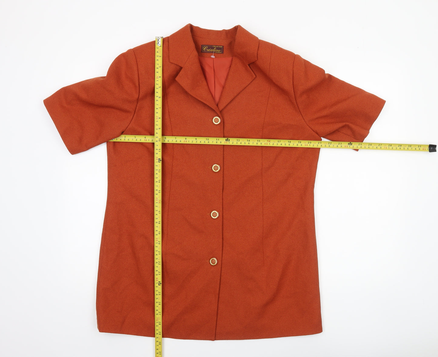 Créatine Women Rust Orange Short Sleeve Suit Jacket UK 16 Classic Style