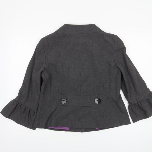 Amaranto Women's Grey Size 16 Ruffle Sleeve Suit Jacket