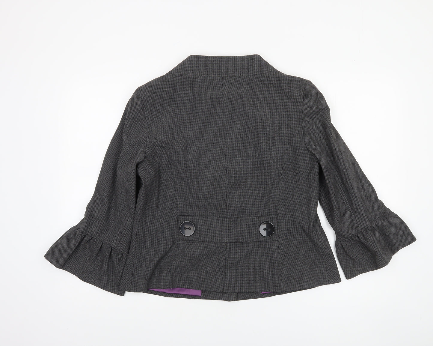 Amaranto Women's Grey Size 16 Ruffle Sleeve Suit Jacket