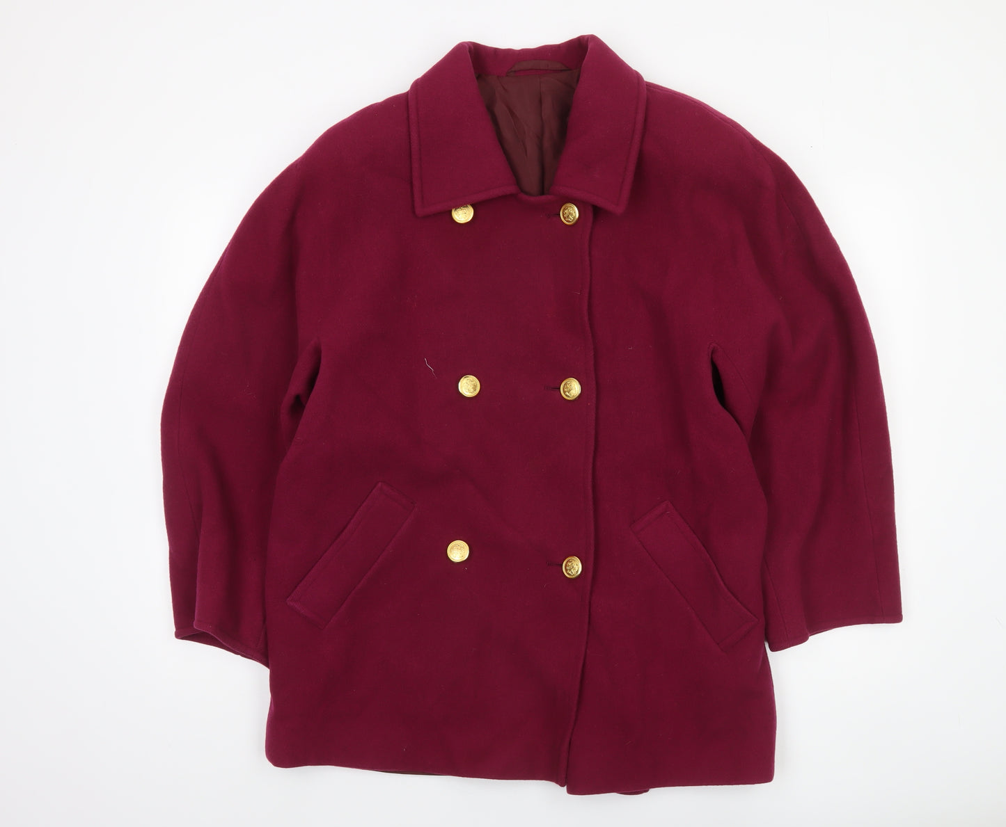 Marks and Spencer Women’s Red Wool Pea Coat UK 14 Mid-Length Classic Style