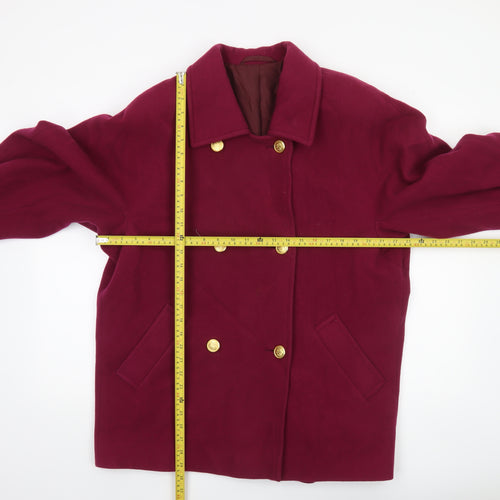 Marks and Spencer Women’s Red Wool Pea Coat UK 14 Mid-Length Classic Style