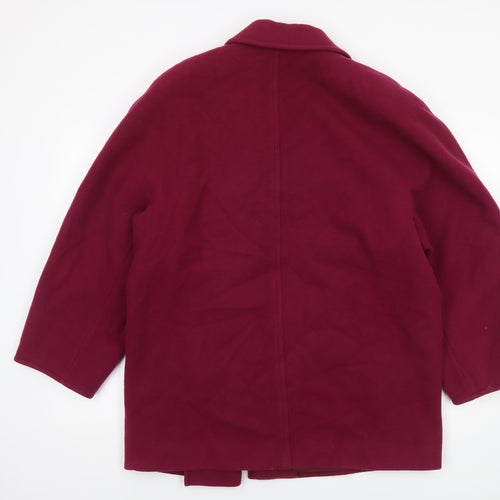 Marks and Spencer Women’s Red Wool Pea Coat UK 14 Mid-Length Classic Style