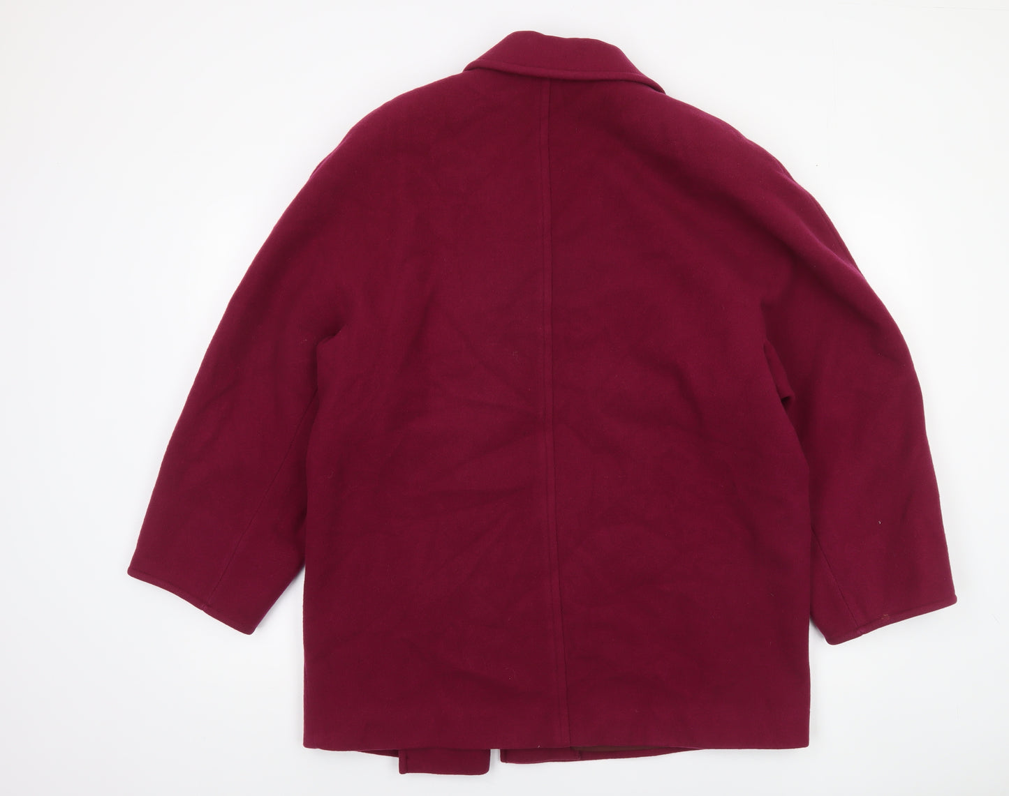 Marks and Spencer Women’s Red Wool Pea Coat UK 14 Mid-Length Classic Style