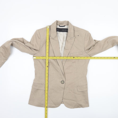 Zara Basic Women's Beige Regular Fit Single-Breasted Blazer Size S