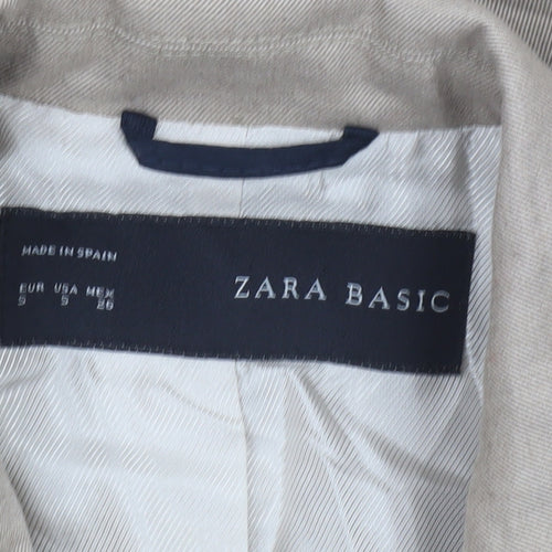 Zara Basic Women's Beige Regular Fit Single-Breasted Blazer Size S