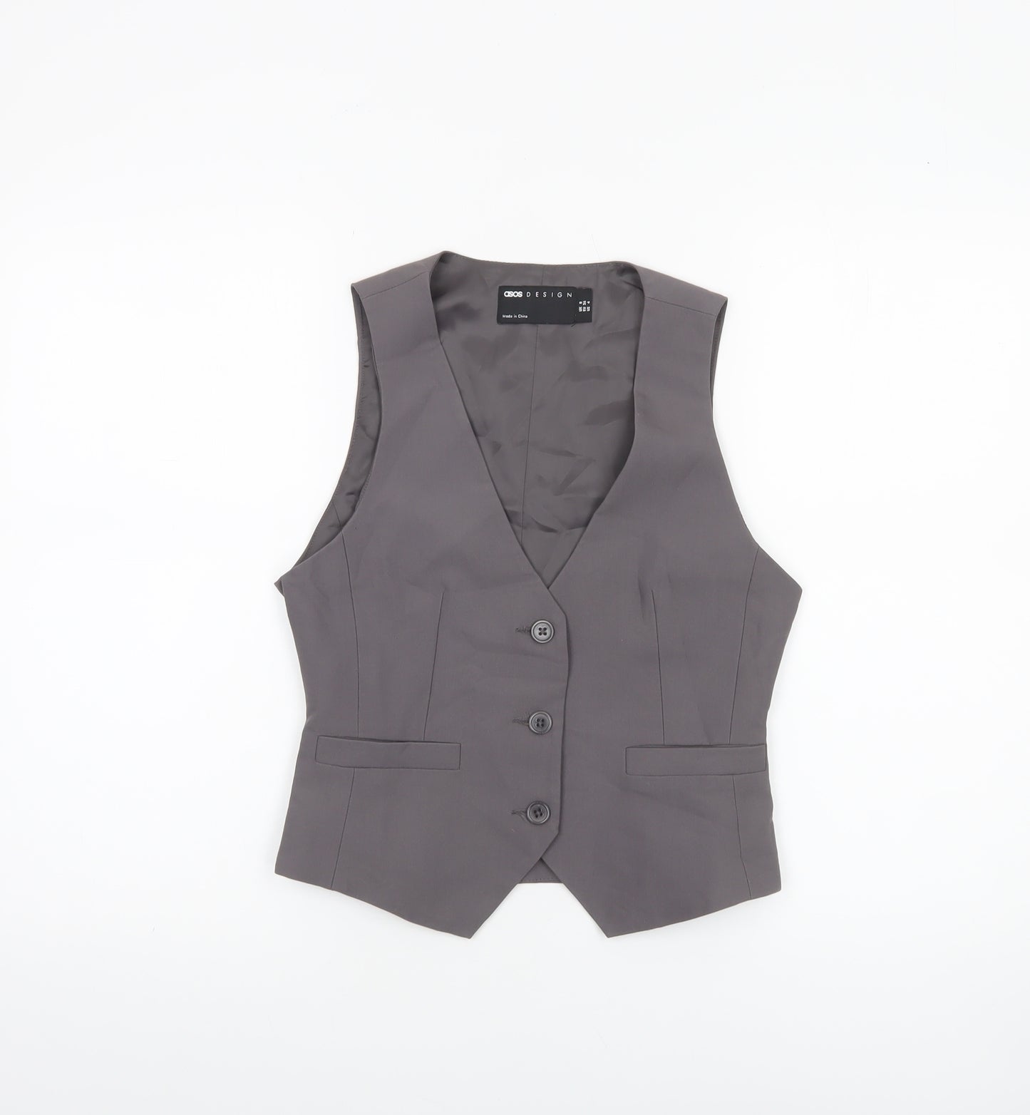ASOS Design Women's Grey Size 8 Slim Fit Suit Waistcoat